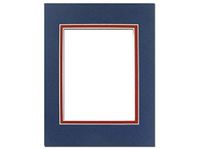PA Framing, Double Mat, 5 x 7 Inches Frame for 3.5 x 5 Inches Photo Art Size - Cream Core/Bottle Blue Upper and Deep Red Inner Mat