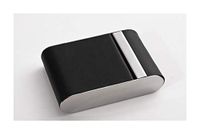 Jinfengtongxun Cigarette Box, Creative Cigarette Case Leather Stainless Steel Slim Men's Flip Cigarette Case, Gift Gift, Black (Color : Black, Size : 6.592.5cm)