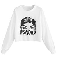 Jushye Autumn Clothing,2019 Women Casual Figure Letter Print Long Sleeve Shirt Round Neck Sweatshirt Pullover Tops (XL, White)