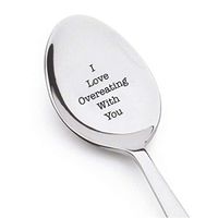 I love overeating with you spoons an unique quirky anniversary gift for your love-Best gift for foodies-Valentines day gift for Girlfriend Boyfriend-Stainless steel spoons size of 7 inches.