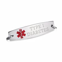 linnalove Classic Stainless Steel Interchangeable Medical id Tag for Bracelet-Pre Engraving Type 1 Diabetes