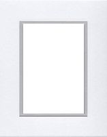 Pack of (2) 18x24 Double Acid Free White Core Picture Mats Cut for 13x19 Pictures in White and Nantucket Grey