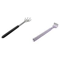 IETONE Telescoping Back Scratchers, Bear Claw + Stainless Steel Black Telescopic Back Scratcher，Set of 2