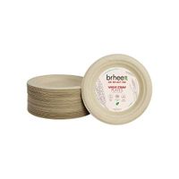 Brheez 6" Wheat Straw Fiber Plates - 100% Natural - Sturdy Biodegradable Compostable & Eco-Friendly (Pack of 60)
