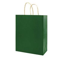Medium Green Gift Paper Bags with Handles Bulk, Bagmad Kraft Bags 8x4.75x10 inch 100 Pcs Pack, Craft Grocery Shopping Retail Party Wedding Bags Sacks (Green, 100pcs)