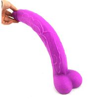 15.5 Inch Realistic Long Ḏìld`ɔ with Soft Suction Cup Waterproof Safety Silicone Toys for Women Female Couples SUGE014