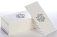 Linen-Feel Guest Towels | Decorative Bathroom Napkins | Soft, Absorbent Disposable Paper Hand Towels for Kitchen, Bathroom, Parties, Weddings, Dinners Or Events White and Silver Napkins 100 Pack