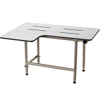 Seachrome SSR2-280225-PWS Signature Series Lift-Assist Transfer Shower Seat, L-Shaped Right-Hand, Wall Mounted, ADA, 28 Inch x 22.5 Inch, Solid White Phenolic, 28" x 22.5"