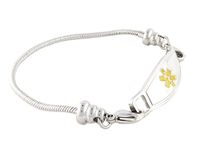 N Style ID Women's Beaded Pan-Dorra Style PRE-Engraved"Diabetes" Medical Id Bracelet - Gold 8.25