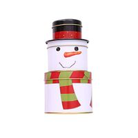 Yamalans Christmas Candy Can Gift Box,3-Layer Santa Snowman Empty Candy Box Sugar Jar Container Kid Gift Snowman
