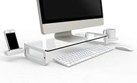 UBOARD BASIC - Tempered Glass Monitor Stand Shelf Multiboard for your PC, iMac and iPhone (White)