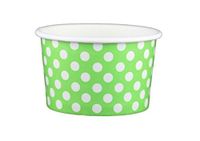 Black Cat Avenue Paper Ice Cream Cups, Polka Dot, Green, 4 Ounce, 50 Count