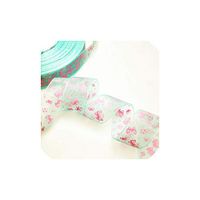 5Meters/Lot 25mm Cartoon Butterfly Ribbons Printed Organza Ribbon Tape for Needlework DIY Gift Wrapping Decoration,Green