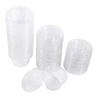 Sauce Cup,Chutney Cups 50Pcs/Set Disposable Plastic Clear Sample Cups with Lids Portion Cups Souffle Cups 7 X 4cm(4oz)