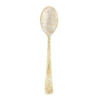 Chic Lovery4289, 100pc Golden Glittered Disposable Plastic Spoon BBQ Outdoor Night Party Wedding Tableware Cutlery Birthday Picnic Camping Hike Healthy Home Pub Park Garden Catering Salad Cake Dessert