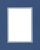 Pack of (2) 24x36 Double Acid Free White Core Picture Mats Cut for 20x30 Pictures in Royal Blue and Sheer Blue