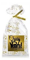 CakeSupplyShop Item#057CTC 57th Birthday/Anniversary Cheers Metallic Gold & Gold Swirl Party Favor Bags with Twist Ties