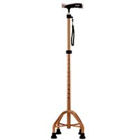 Olpchee Aluminum Alloy Quad Cane Adjustable Lightweight Walking Canes with Large Base Rubber Tips for Men and Women (Gold)