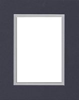 20x24 Double Acid Free White Core Picture Mats Cut for 16x20 Pictures in Navy Blue and Nantucket Grey
