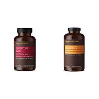 Amazon Elements Coenzyme Q10, 100mg, Black Pepper Extract 5mg, 120 Softgels, 4 Month Supply & Vitamin C 1000mg, Vegan, 300 Tablets, 10 Month Supply