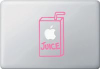 Apple Juice Box Graphic - Macbook or Laptop Vinyl Sticker Decal (3.5in width x 5.75in height) (Pink)