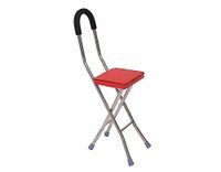 ZWJ- Walking Cane Old Man Crutch Stool Older Folding Walker with Four- Legged Foot Stick Red (Color : B)