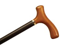 Wood Cane With Natural Stained Fritz Handle and Collar (Black Stain)