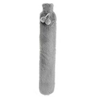 2 L Extra Long 72cm PVC Hot Water Bottle, Bed Warm Waist Warm Back Hot Water Bottle with Super Soft Fabric Sleeve Cover,Removable Washable Fleecy Cover Knitted Warm Faux (Gray)