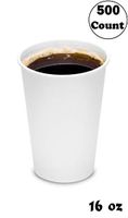 16oz White Paper Coffee Cups - (500 Count) by EcoQuality - Disposable Coffee Cups - Hot Drink, Tea, Coffee, Cappuccino, Hot Chocolate, Chai, Chai Latte