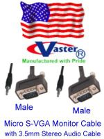 SuperEcable - 10 Ft High Resolution Micro S-VGA Slim Wire & Hood Monitor Video Cable, with 3.5mm Stereo Audio Cable