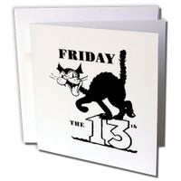 3dRose Friday The 13th With Black Cat - Greeting Cards, 6 x 6 inches, set of 12 (gc_100467_2)