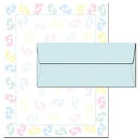 Baby Feet Letterhead & Pastel Blue Envelope Set