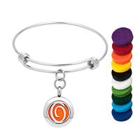 EV.YI Jewels Name Monogram Initial O Aromatherapy Jewelry Gift for Women Men Diffuser Bracelet for Essential Oil Perfume Locket Pendant with Colorful Refill Pads