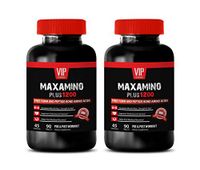 Natural Muscle Growth Supplements - MAXAMINO Plus 1200 for Men - Free Form and PEPTIDE Bond Amino ACIDS - PRE and Post Workout - Amino Acid Vitamins - 2 Bottles (180 Tablets)