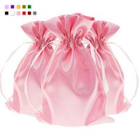 Knitial 3" x 4" Light Pink Satin Gift Bags, Jewelry Bags, Wedding Favor Drawstring Bags Baby Shower Christmas Gift Bags 50 per Pack