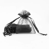 SumDirect Drawstring Organza Bags,Sheer Jewelry Pouches,Favor Gift Bags for Wedding Party Christmas,100PCS,3x4inches (Black)