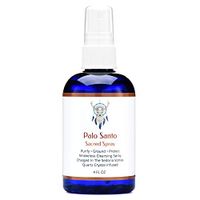 Palo Santo Smudge Spray for Cleansing and Clearing Energy (4 Ounce) Liquid Blend Alternative to Incense, Sticks, Wood Or Candles, Handmade in The USA with Pure Essential Oils and Real Quartz Crystals