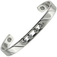 SISTO-X Magnetic Copper Bangle Floating Crystals Design with Chrome Finish by Sisto-X® Bracelet Health 6 Magnets