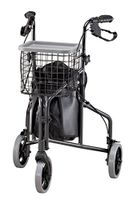 Foldable 3 Wheel Rollator Walker, Lightweight Aluminum, Black
