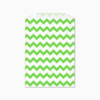 Green Horizontal Stripes on White Middy Bitty Flat Paper Bags 5 X 7 1/2 Inches Set of 25 Bags, Made in USA