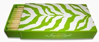 The Joy of Light Designer Matches Lime Green Zebra Print on Embossed Matte 4" Collectible Matchbox