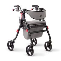 Medline Premium Empower Rollator Walker with Seat, Comfort Handles and Thick Backrest, Folding Walker for Seniors, Microban Antimicrobial Protection, 8" Wheels, Black Frame