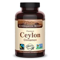 Organic Ceylon Cinnamon (100% Certified) Supplement, 180 Capsules, 3 Month Supply