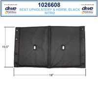 Seat Upholstery with Attachment Hardware for Drive RTL10266 Rollator Walker - Black - for Standard Model