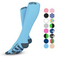 Go2 Compression Socks (1 Pair) for Women and Men Athletic Running Socks for Nurses Medical Graduated Nursing Compression Socks for Travel Running Sports Socks(Carolblue,S)