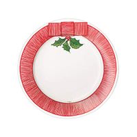 Ribbon Border Holly Paper Salad/Dessert Plates - 8 Per Package
