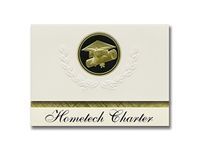Signature Announcements Hometech Charter (Paradise, CA) Graduation Announcements, Presidential style, Elite package of 25 Cap & Diploma Seal. Black & Gold.