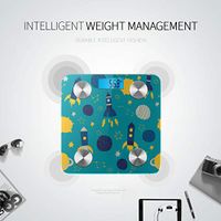 Bluetooth Scale Body Fat Cartoon Research Cute Beautiful Rocket Bluetooth Weight Scale Body Fat Composition Monitor Analyzer with Smartphone App for Body Management-396 Lbs