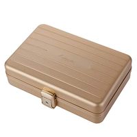 Portable Travel Cigar Humidor Case for 10 Cigars Cedar Wood Lined with Hygrometer and Humidifier Included - 2 Trays, Packed with Nice Gift Box (Gold)