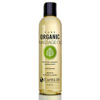 EARTHLITE Pure Organic Massage Oil - NEW 2019 - Chemical Free, 100% Certified Organic, Finest Quality for Therapists & Clients, Unscented, 8 oz, Gray